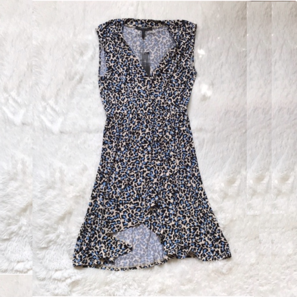 BCBGMAXAZRIA Leopard Print Faux Wrap Dress